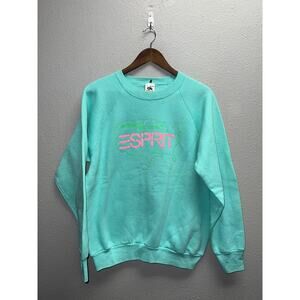 Fruit of the Loom Aqua Sweatshirt with Pink Graphic